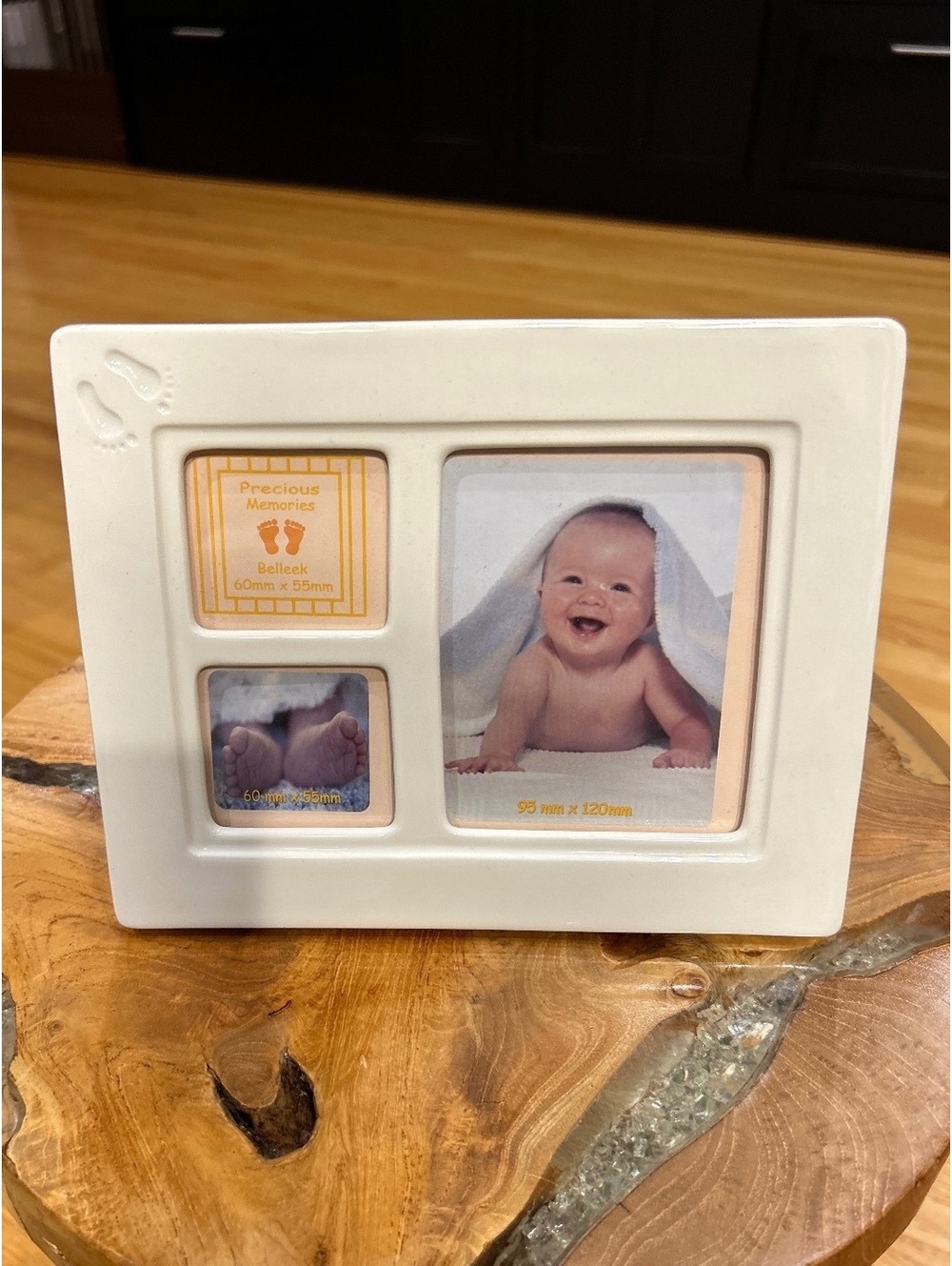 White Ceramic Multi-Photo Baby Frame with Precious Memories Design